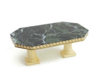 Green Marble Dollhouse Dining Table by Petite Princess, Plastic, 1:16, Vintage