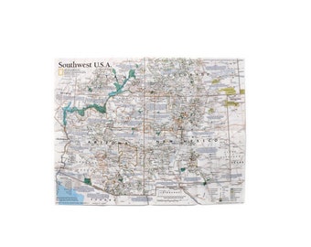 Vintage 1992 National Geographic Map of Southwest USA