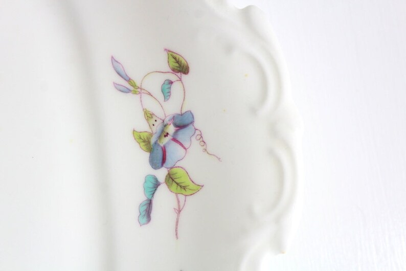 Morning Glory Plate White Plate Morning Glory Floral Plate Blue Morning Glory Blue Floral Plate Vintage Plate Blue /& White Plate