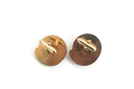 Fish & Blue Stone Cuff Links, Polished Stone, Gol… - image 5