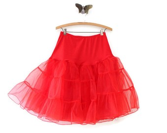 Red Crinoline Petticoat, 26" Long, Vintage