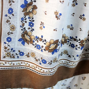 Brown & White Floral Dress with Shoulder Ties, Vintage image 5