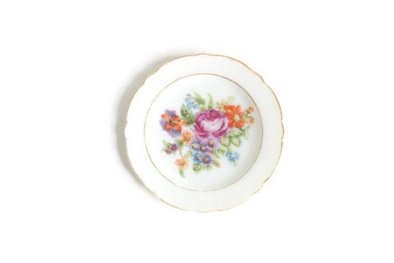 Black Ring Dish Ashtray Altar Dish with Pink Heart Porcelain Ceramic Handmade Dish