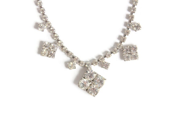 Clear Rhinestone Necklace, Vintage - image 1