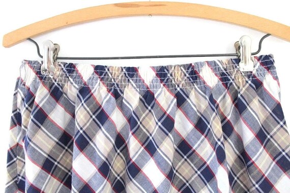 Navy Blue Plaid A line Midi Skirt Vintage Etsy Canada
