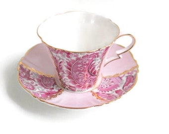 Royal Standard Pink Floral & Paisley Teacup Set, Vintage