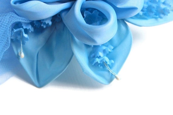 Blue Fascinator Headpiece Tulle Veil with Bead & … - image 6