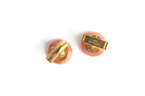 Orange Stone Cuff Links, Round Polished Stone, Vi… - image 7
