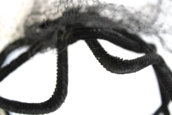 Black Velvet Fascinator Hat Headband with Netting… - image 2
