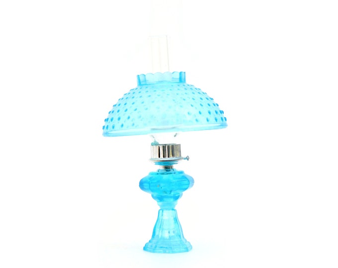 Dollhouse Oil Lamp, Miniature Oil Lamp, Blue Dollhouse Lamp, Blue Miniature Lamp, Dollhouse
