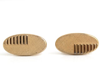 Gold Oval Cuff Links, Striped, Vintage
