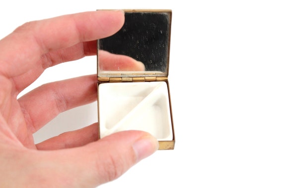 Limoges Fragonard Divided Pill Box or Case, Brass… - image 9