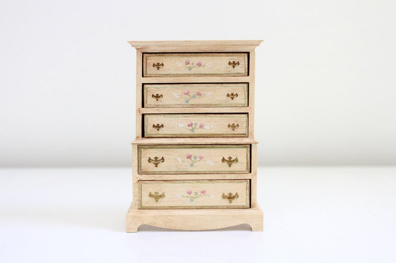 Dollhouse Dresser Miniature Dresser Cream Pink Dresser Etsy