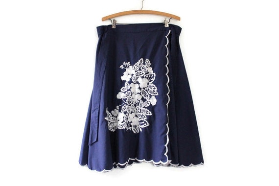 Vintage Skirt, Vintage Wrap Skirt, Wrap Skirt, Nav