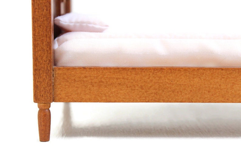 Wooden Dollhouse Bed Dollhouse Bedroom Black Miniature Bed Wooden Miniature Bed Miniature Bed Dollhouse Bed Black Dollhouse Bed