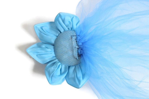 Blue Fascinator Headpiece Tulle Veil with Bead & … - image 7