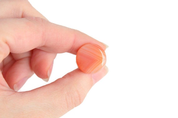 Orange Stone Cuff Links, Round Polished Stone, Vi… - image 5