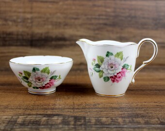 Paragon Pink Floral Cream & Sugar Set, Vintage