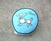 Vintage Pillow, Dog Pillow, Poodle Pillow, French Pillow, Turquoise Pillow, Printed Pillow, Round Pillow, Decorative Pillow, Throw Pillow