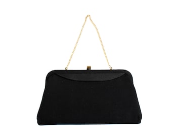 Black Purse with Gold Chain Strap, Vintage