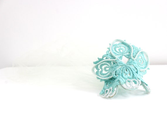 Vintage Veil, Blue Veil Blue Fascinator, Vintage F