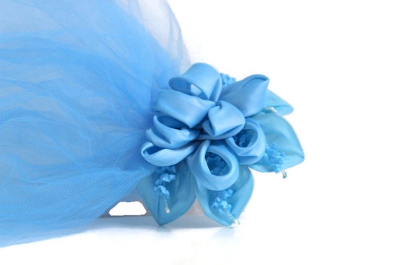 Blue Fascinator Headpiece Tulle Veil with Bead & … - image 4