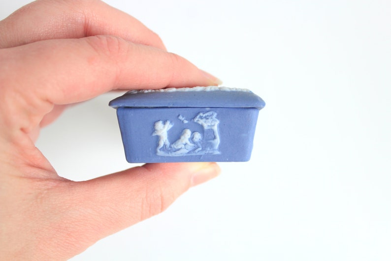 Porcelain Gift Box Wedgwood Style Box Blue Trinket Box Wedgwood Style Trinket Box Tiny Box Trinket Box Blue Gift Box Blue Jewelry Box