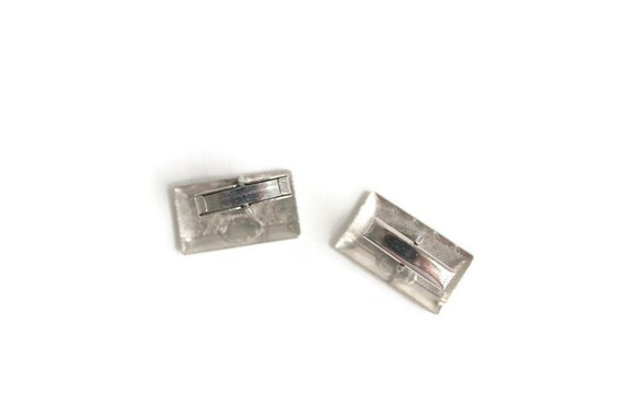 Silver Etched Cuff Links, Rectangular, Vintage - image 7