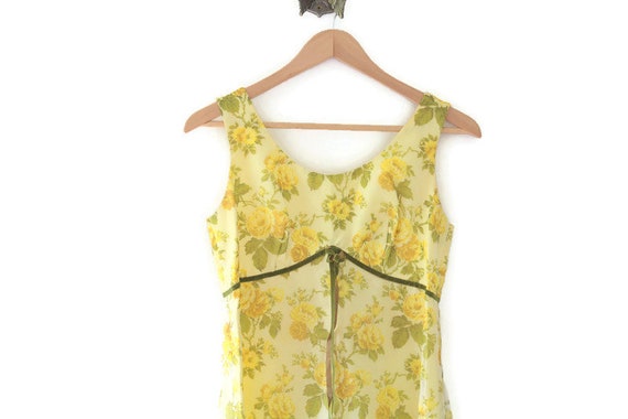 Vintage Dress, Yellow Vintage Dress, Floral Vintag