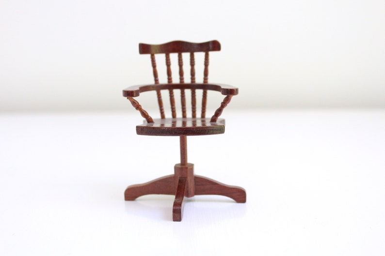 Dollhouse Desk Chair Miniature Swivel Wooden Office