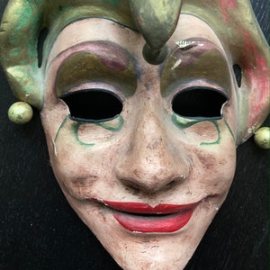 Vintage Handmade Paper Maché Jester Mask