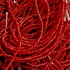 Bright Red 17 Transparent - Vintage Venetian Glass Seed Beads