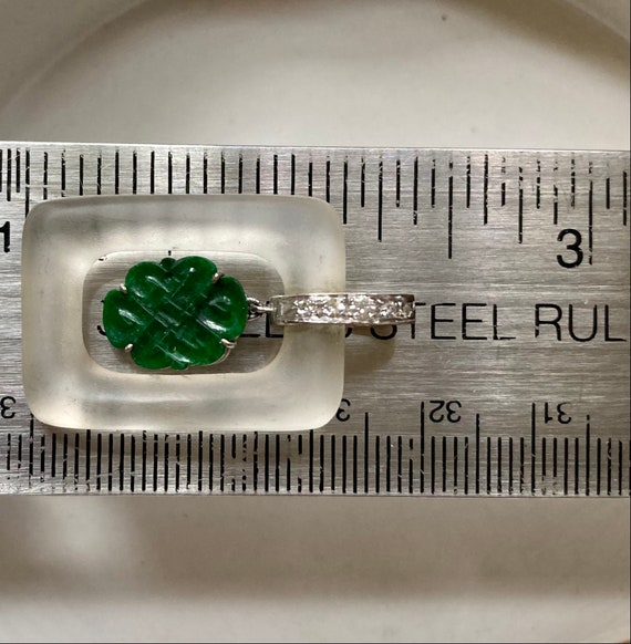 Carved Imperial Jade Pendant in Crystal Frame wit… - image 10