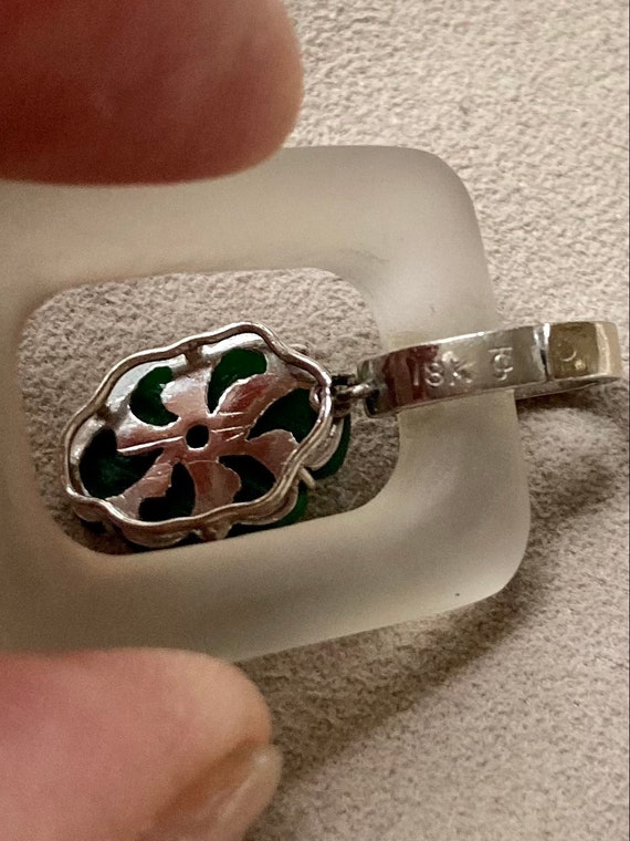 Carved Imperial Jade Pendant in Crystal Frame wit… - image 7