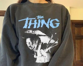 Retro The Thing Horror Movie T-Shirt, Vintage Garment-Dyed Movie Memorabilia, John Carpenter's The Thing Monster Graphic Shirt