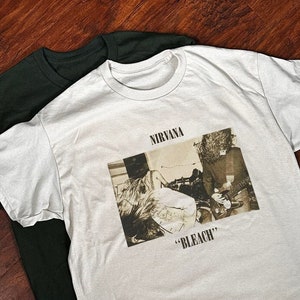 Nirvana Bleached T-shirt Rock Reverse Dye T-shirt Acid Wash Shirt Bleached T -shirt 