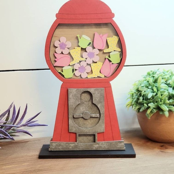 Gumball machine decor, seasonal shelf sitter , winter, spring, summer, fall, interchangeable, flip flop, leaves, snowman, flower, farmhouse