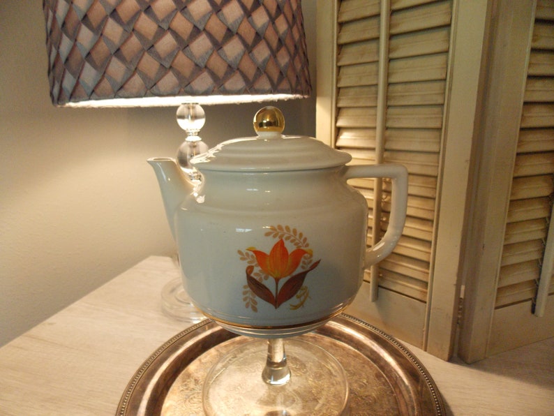 COFFEE POT / TEAPOT Harker Pottery Modern Age Orange Tulip Etsy