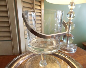 ICE BUCKET Mid Century Etched Glass Barware