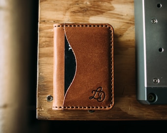 The Slim Dutchman Leather Bifold Wallet Minimalist Billfold Card Holder Slim Bifold Leather Card Wallet Groomsmen Gift Mens Wallet