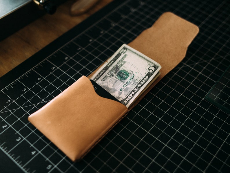 The Cash Finn Leather Bifold Wallet Minimalist Billfold Card Holder Slim Bifold Leather Card Wallet Personalized Mens Wallet Wallet image 9