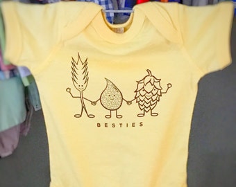 Craft Beer Baby Bodysuit- "Besties"- Premium Screen Printed