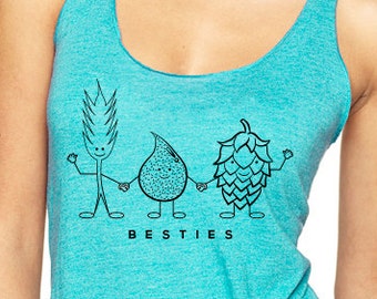 Craft Beer tank- "Besties" Women's tank, Cute Beer Gift, Beer Lover Tee, IPA, Ladies Beer Shirt, yoga tank,