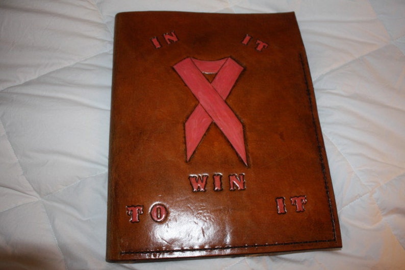 Leather notebook binder custom Breast Cancer Etsy