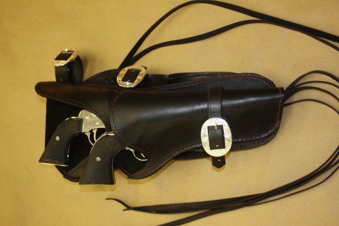 Double pistol holster Saddle horn holster for Cowboy Mounted Etsy