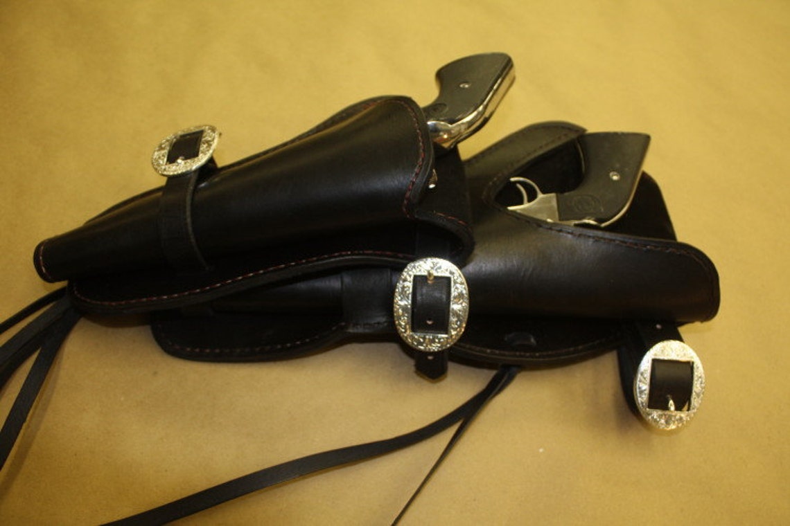 Double pistol holster Saddle horn holster for Cowboy Mounted Etsy