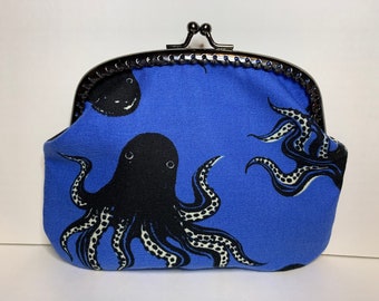 Canvas Cash Coin Purse,Funny Kraken Octopus Print Make Up Bag Zipper Small Purse Wallets