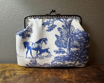 Large Horse Toile Coin Purse
