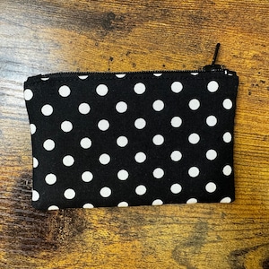 Black and White Polkadot coin pouch
