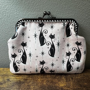 Large Pink Atomic Cats Coin Purse